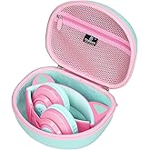 Tourmate Hard Travel Case for Riwbox CT-7 CT-7S / iClever HS01 / FosPower Cat Ear LED Light Kids Wireless Headphones, Protective Carrying Storage Bag (Pink&Green Box for Sale)