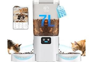 Frienhund Automatic Cat Feeder with Two HD Camera for 2 Cats: 5G WiFi Automatic Dog Feeder with Night Vision & Slow Feed, 7L Auto Cat Food Dispenser for Multiple Pet, Detachable for Cleaning - 29 Cup