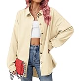 Spatofa Womens Corduroy Long Sleeve Button Down Shacket Shirt Casual Loose Fit Jacket Fall Winter Blouse Tops