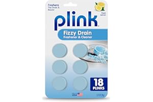 Plink Fizzy Drain Cleaner and Freshener, Prevents Drain Clogs and Buildup, Removes Odors from Bathroom and Kitchen Sinks, Septic-Friendly, Made in the USA, Lemon Scent, 18 Tablets