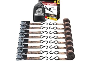 XSTRAP STANDARD Ratchet Straps, 900 LB Break Strength, 8-Pack 10FT Ratchet Tie Down Straps Set for Motorcycle Straps Tie Downs, Appliances, Lawn Equipment, Logistic Cargo Straps for Trucks(Camouflage)