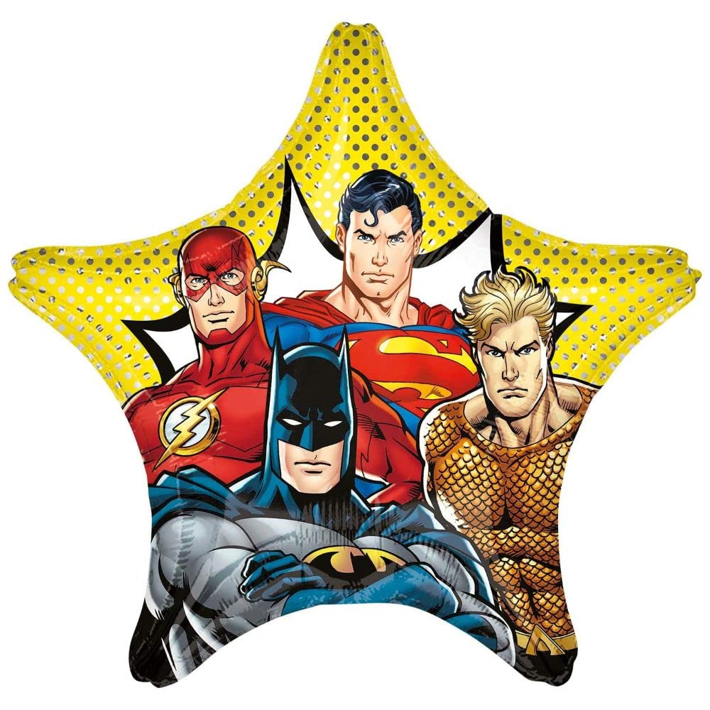 Amscan Anagram 4072001 - Justice League Kids Birthday Party Jumbo Star Foil Balloon - 28"