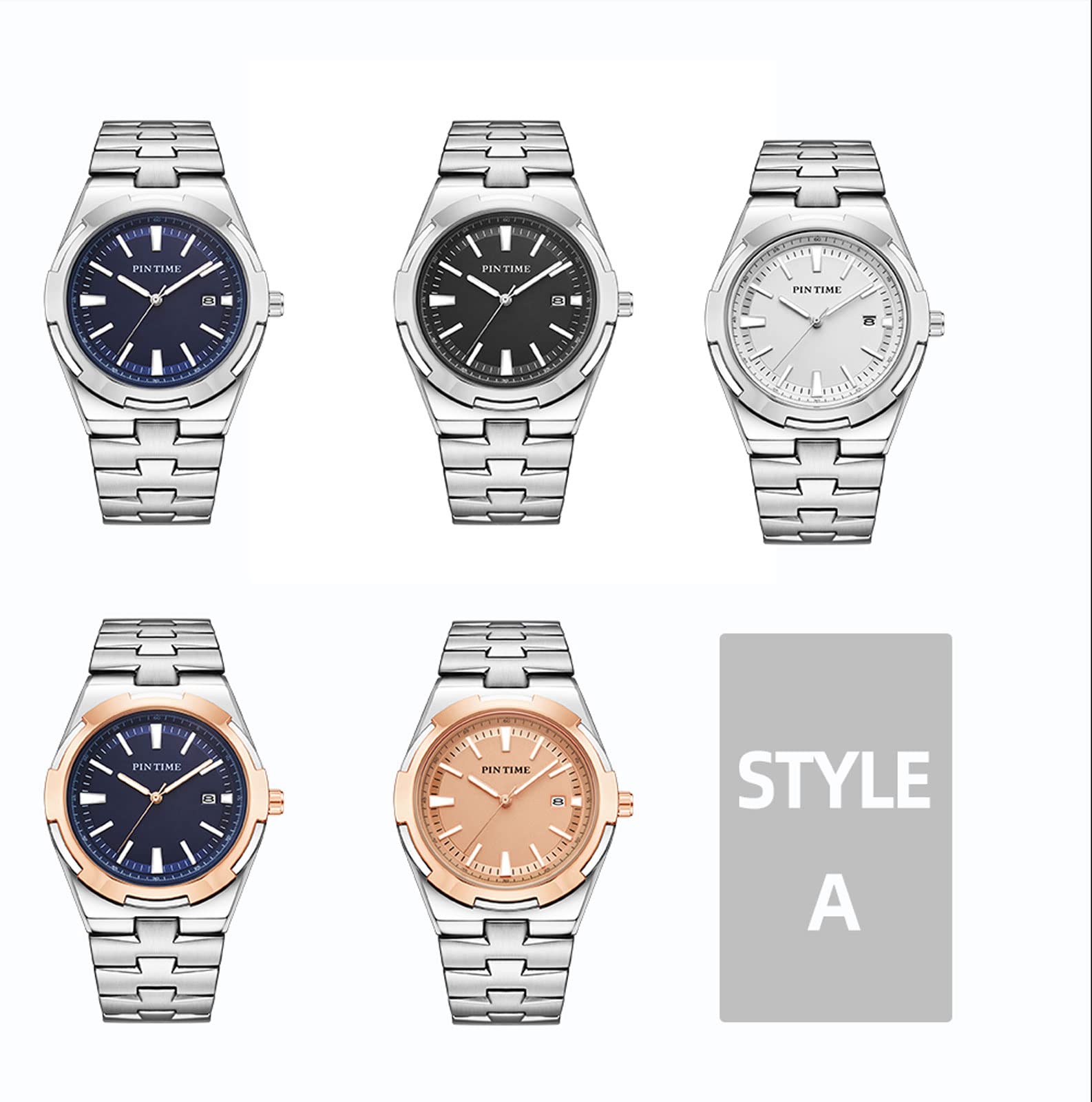 DROCUAMGOYA Men Analog Watch Solid Stainless Steel Overseas Chronograph Casual Dress Business Wrist Watch for Men Waterproof, Luminous, Auto Date