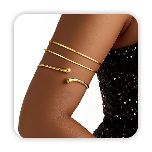 PEALICIOUS Chunky Bangle Bracelet for Women, Silver Chunky Bangles Stack Set 14k Plated Gold Arm Cuff Silver Jewelry Trendy Gold Bracelet for Party Anniversarty