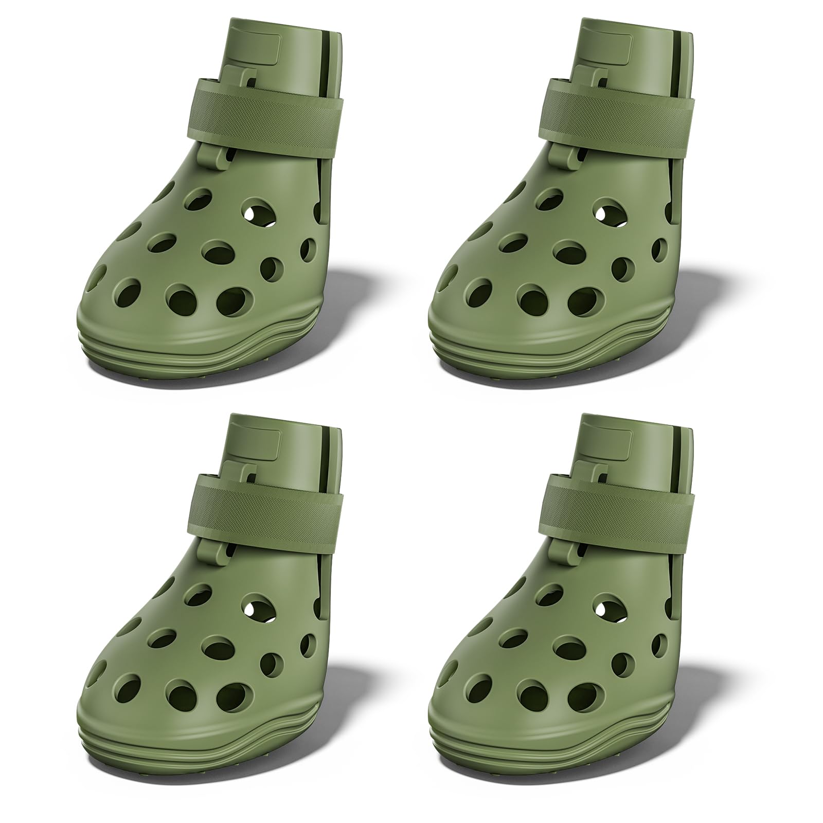 Photo 1 of Dog Shoes for Hot Pavement, Breathable Dog Boots Paw Protectors with Adjustable Straps & Non-Slip Sole, Easy On & Off, Waterproof, Easy-Cleaning Silicone Outdoor Dog Booties for Beach and Snow