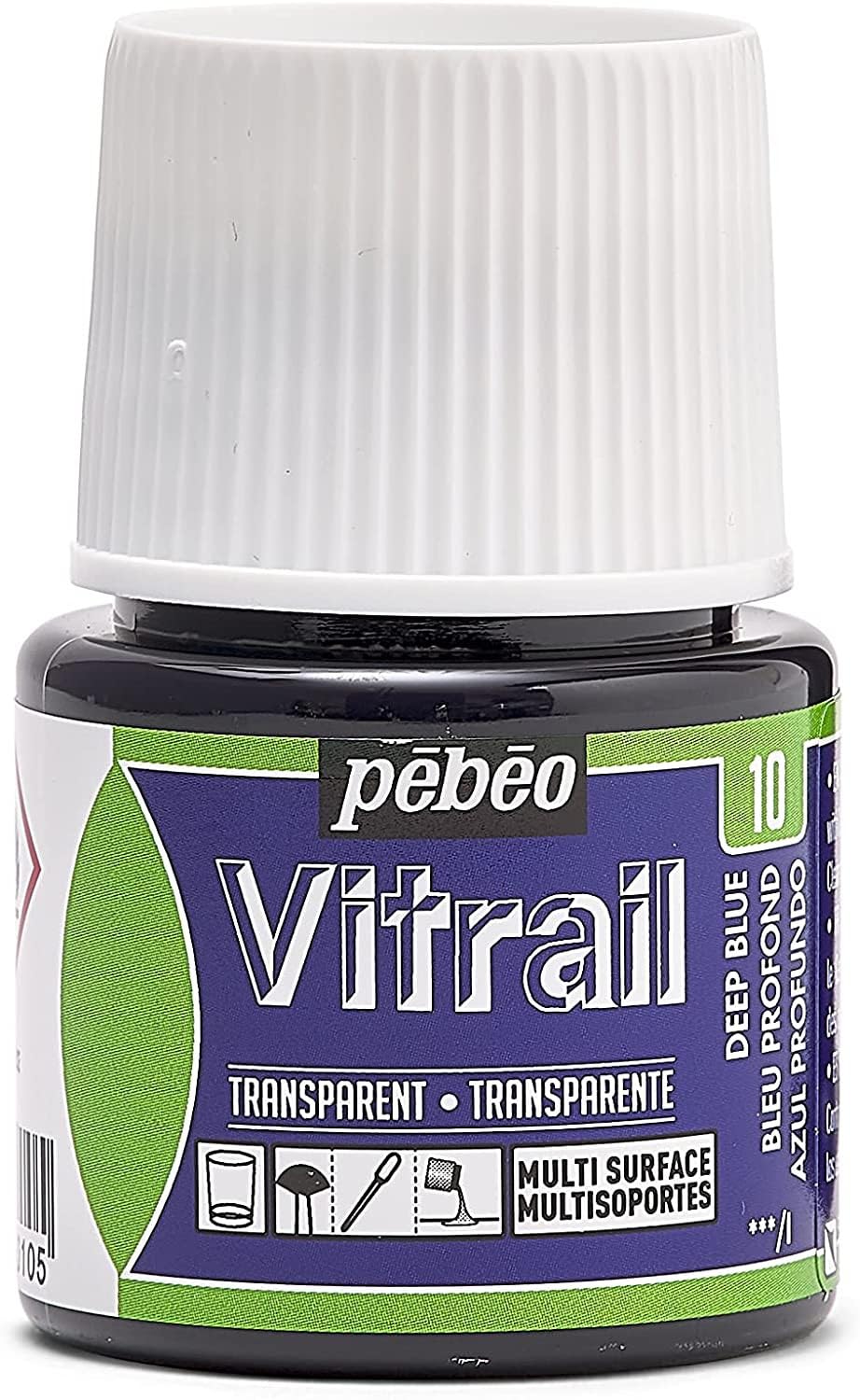 Pebeo Vitrail Stained Glass Effect Glass Paint 45-Milliliter Bottle, Deep Blue,Deep Blue — image 1