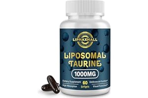 LIPMAXMALL Liposomal Taurine Supplement 1000mg, High Absorption Amino Acid for Heart, Nerve, Brain, Visual, Longevity & Muscle (60 Softgels - 1 Pack)
