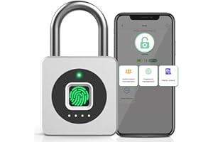 Pothunder Fingerprint Padlock with APP, Keyless Biometric Lock, Smart Waterproof Padlock Suitable for Gym, Locker, Gates, Fence and Storage