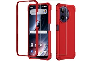 Aulzaju for Cricket iCon Pro 2026 Phone Case/Att Motivate Pro 2 5G Phone Case with Screen Protector [Front Silicone Bumper+Frosted PC Back] Full Body Protection with Military Grade Corner Red