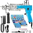 Tufting Gun 2 in 1 Cut Pile Loop Pile Rug Gun Machine Starter Kit Rug Tufting Kit Electric Tufting Gun Carpet Weaving Flocking Machine, Includes 10 Tufting Gun Skin Stickers, 100-240V (Baby Blue)