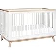 Babyletto Scoot 3-in-1 Convertible Crib with Toddler Bed Conversion Kit in White and Washed Natural, Greenguard Gold Certified
