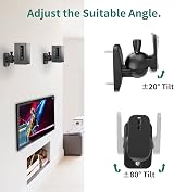 HomeMount Universal Speaker Wall Mount Brackets 2 Pack Black up to 8 lbs view 4