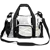CXWLJL Large Transparent Bag with Shoe Compartment, Transparent Gym Bag with Adjustable Shoulder Strap for Home, Travel and Sporting Events - Black