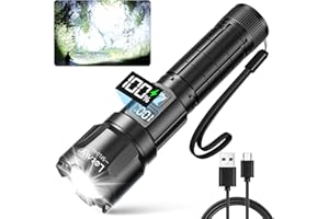 LETMY Rechargeable Flashlights 990000 High Lumens, Super Bright LED Flashlight, Zoomable Powerful Camping Flashlights with LC