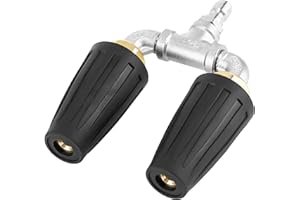 Raincovo Dual Turbo Nozzle Pressure Washer, 2.0mm Orifice Twin Turbo Nozzle, 360° Rotating Power Washer Nozzle, 4-6 GPM, 4000 PSI, 1/4 Inch Quick Connector
