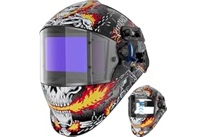 ARCCAPTAIN Flip Up Design Welding Helmet, Large Viewing 3.94" x 2.56" Auto Darkening Welding Hood, Ture Color Solar Powered W