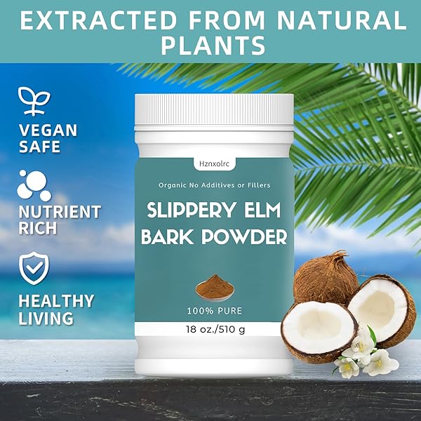 18 OZ ORGANIC SLIPPERY ELM POWDER, ORGANIC SLIPPERY ELM BARK POWDER, 100% PURE & NATURAL, FOOD-GRADE