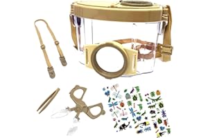 JTCJozz Bug Catcher Kit, Bug Collection Kit, Insect Catcher, Outdoor Nature Explorer Kit with Tweezers, Stickers, Science Educational Kit, Bug Observation Container for Boys and Girls (Gold)