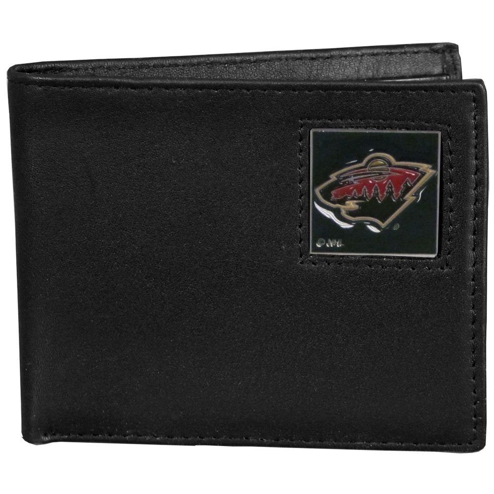 Siskiyou Sports NHL Minnesota Wild Leather Bi-Fold Wallet Packaged in Gift Box, Black