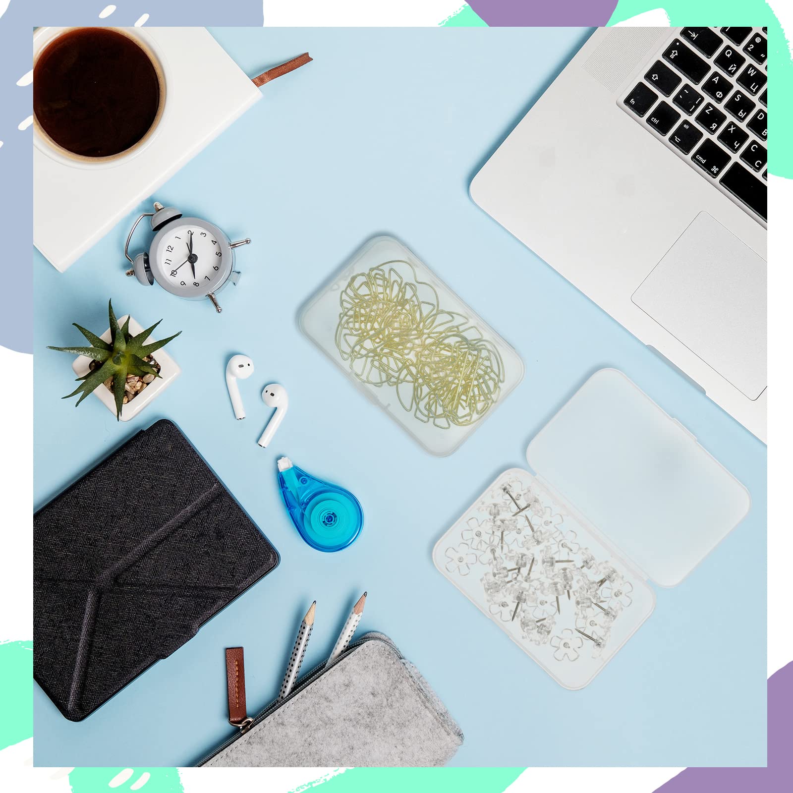 ISKYBOB 6 Packs Rectangle Small Clear Plastic Storage Containers Box Case with Hinged Lid Crafts Organizer for Crayons, Bobby Pin, Beads(3.4 x 2.2in)