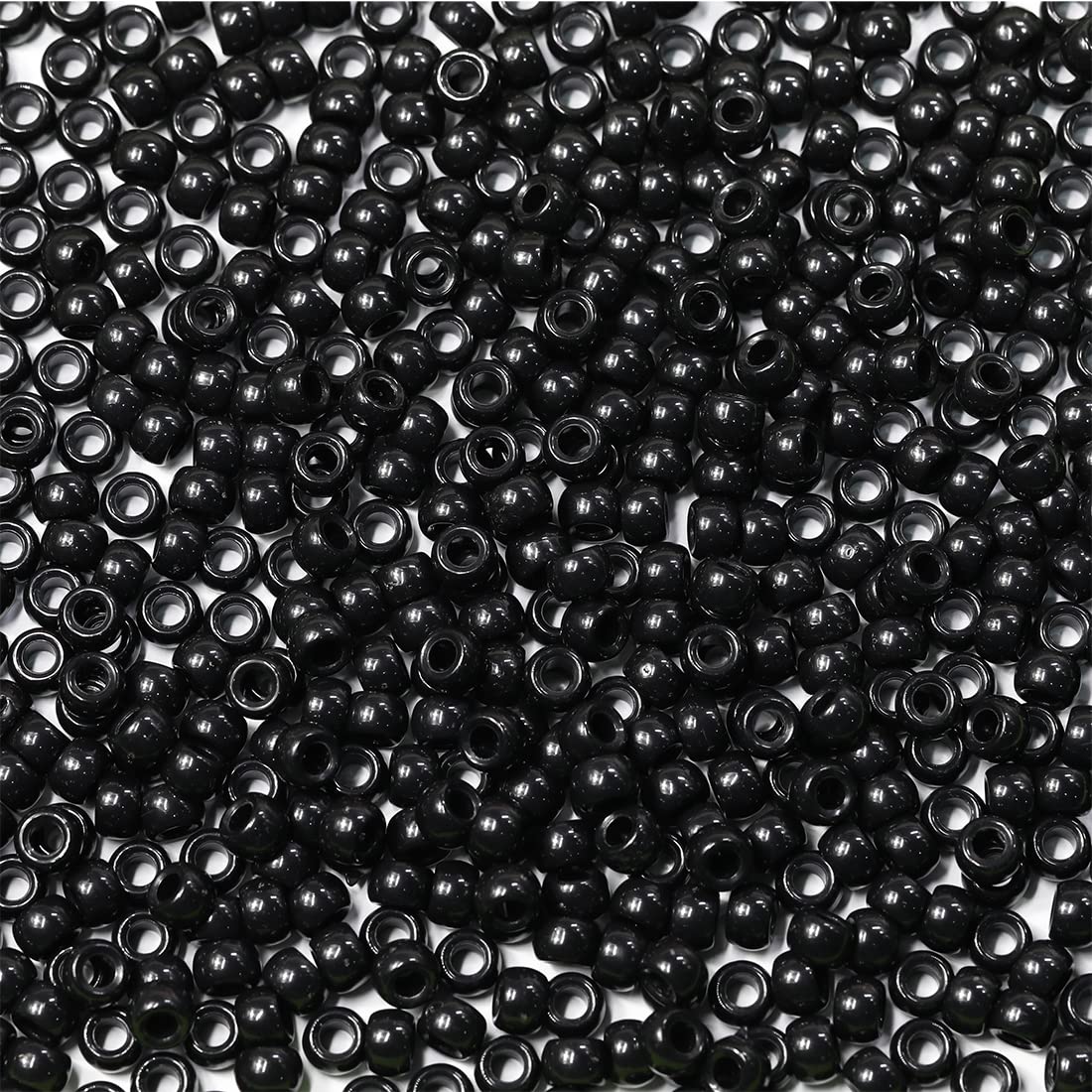 Bala&Fillic Size 6x9mm Black Pony Beads with Smooth Surface Total 1000pcs Craft Pony Beads for Making Bracelets (Black)