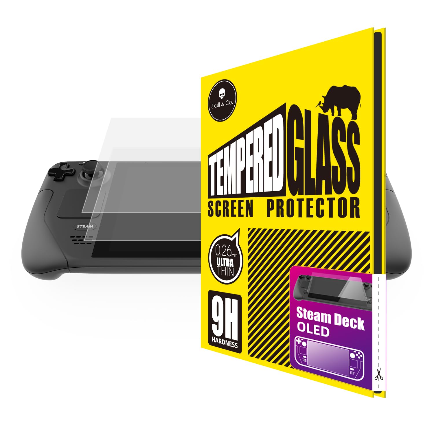 Skull & Co. High Transparency and High Sensitive Tempered Glass Screen Protector for Steam Deck/Steam Deck OLED (2-PACK)