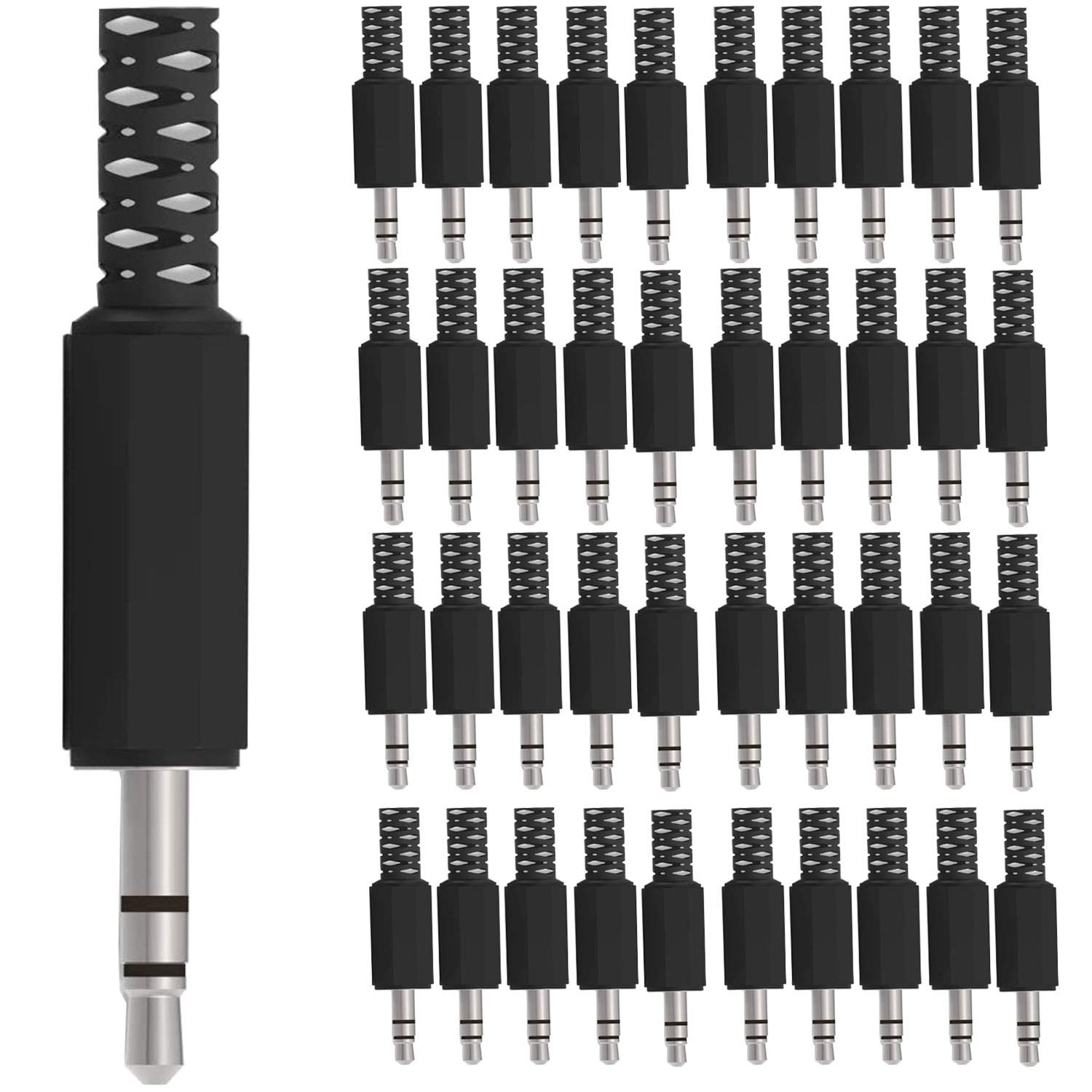 RUNCCI-YUN 40Pack TRS Male Plug 3 Pole 1/8" 3.5mm Solder Audio Jack Connector Fix Audio Cable on Headphone Headset Earbud Earphone