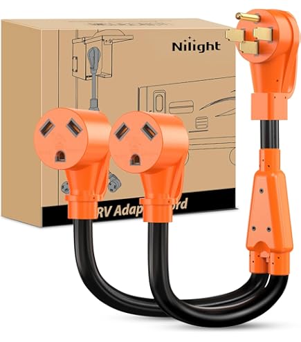 NEMA RV Plug Connector Adapter – Heavy Duty 125V/250V, 30/50 Amp, ETL Listed, Yellow ABS