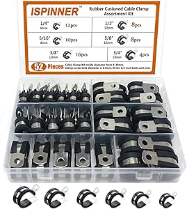 ISPINNER 52pcs Cable Clamps Assortment Kit, 304 Stainless Steel Rubber ...