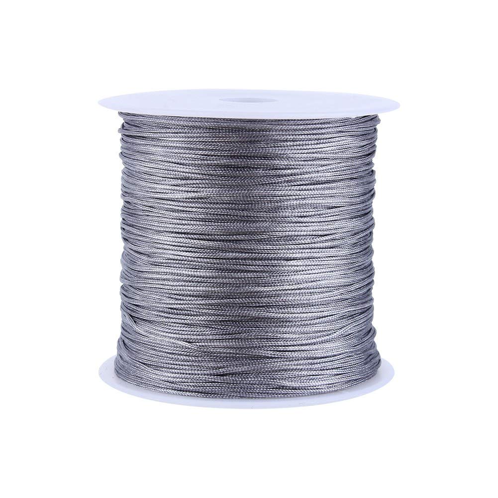 Cikonielf Knot Cord Nylon Chinese Knot Cord Rattail Macrame Thread String Supplies 100M X 0.8Mm Gray