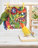 ERKOON Cockatiel Toys Foraging Wall Hanging Bird Toy Seagrass Shredding view 7
