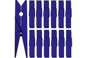 ANJUU 50pcs Colorful Clothespins Natural Wooden Colored Clothespins, Photo Paper Peg Pin Craft Spring Clips for Home Arts Crafts Decor, 2.75 inches (Navy Blue)