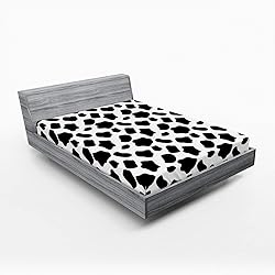 Ambesonne Cow Print Fitted Sheet, Cattle Skin