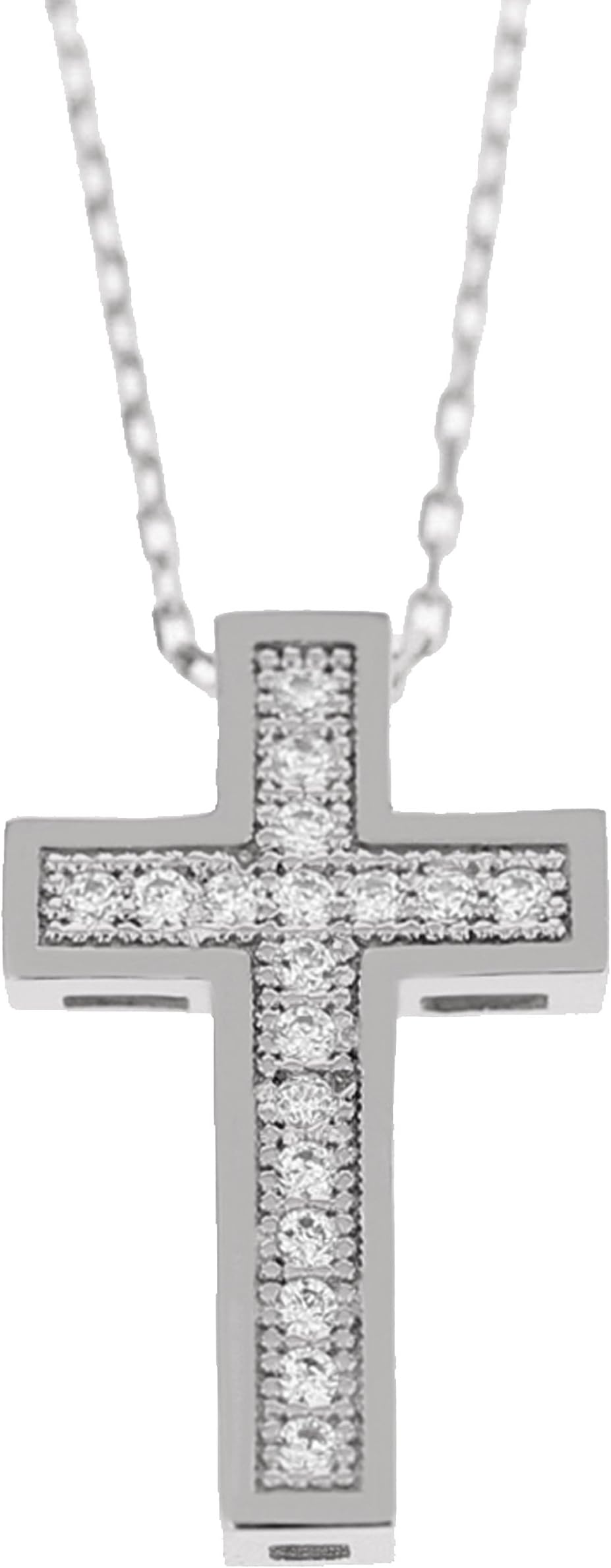 White Gold Pendant Cross Cubic Zirconia Pendant with Chain Set Made From Real Gold Charms Set 2397
