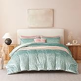 Erwinmu Comforter Set Queen Size Aqua Green,Crushed Velvet Luxury Bedding Set Winter Warm Fuzzy Flannel Bed Set 3 Pieces,Sparkling Comforter and 2 Pillowcases