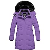 CTFASHION Girl's Winter Coats Kids Waterproof Long Puffer Jacket Thicken Fleece Lined Ski Parka with Detachable Fur Hooded