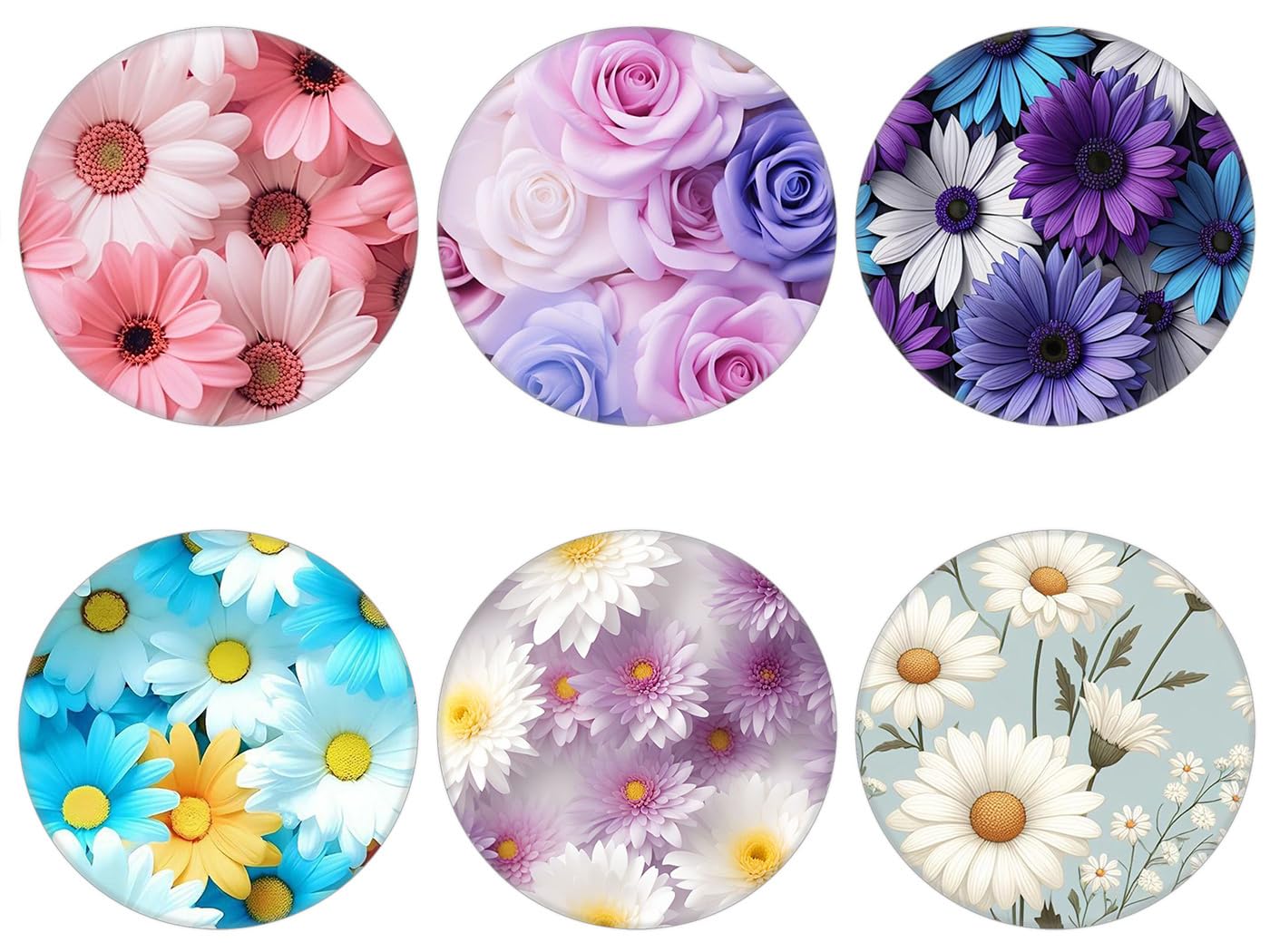 Nsotts (6 Pack) Collapsible Cell Phone Grip for Smartphones,Expanding Cellphone Holder for Phone - Flower