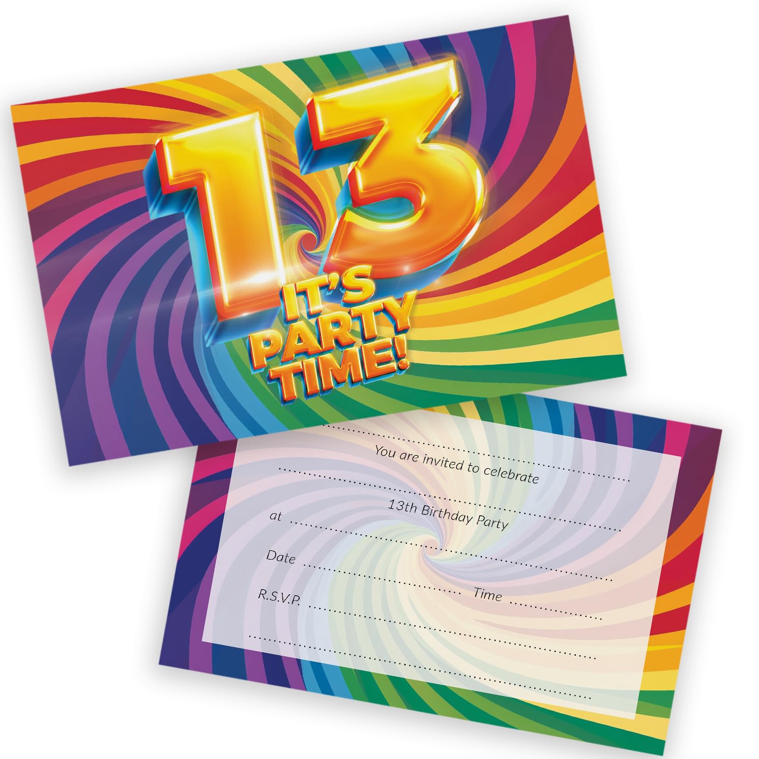 13th Birthday Party Invitations Teenager - Now It's Party Time 28 Pack - Childrens Birthday Invitations for Boys/Girls A6 Bday Party Invites Invitation Cards with Folding Envelopes