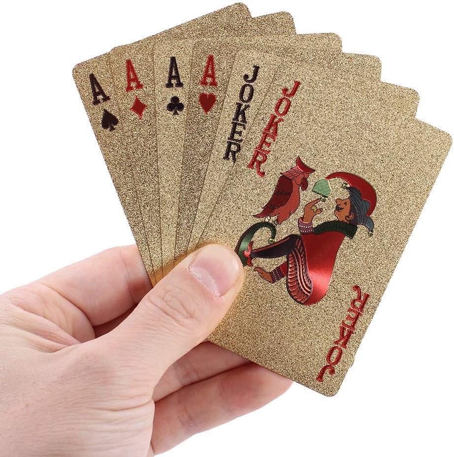 VIROSA 24k Carat Gold Plated Poker Cards, 100 Dollar Gold Boxed, Medium - Image 3