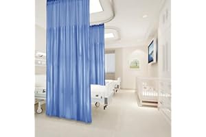 Macochico 5ft Wide x 7ft Tall Privacy Hospital Cubicle Curtain Flat Hook Medical Privacy Flexible Curtains for Hospital Lab Clinic Divider Screen,Azure Blue 1 Panel