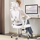 Veratric White Ergonomic Office Chair: Mesh Desk Chair Comfy with Adjustable Lumbar Support 400lbs High Back Computer Gaming Chair - Big and Tall Office Chairs with Extra Wide Seat-Adults Home Office