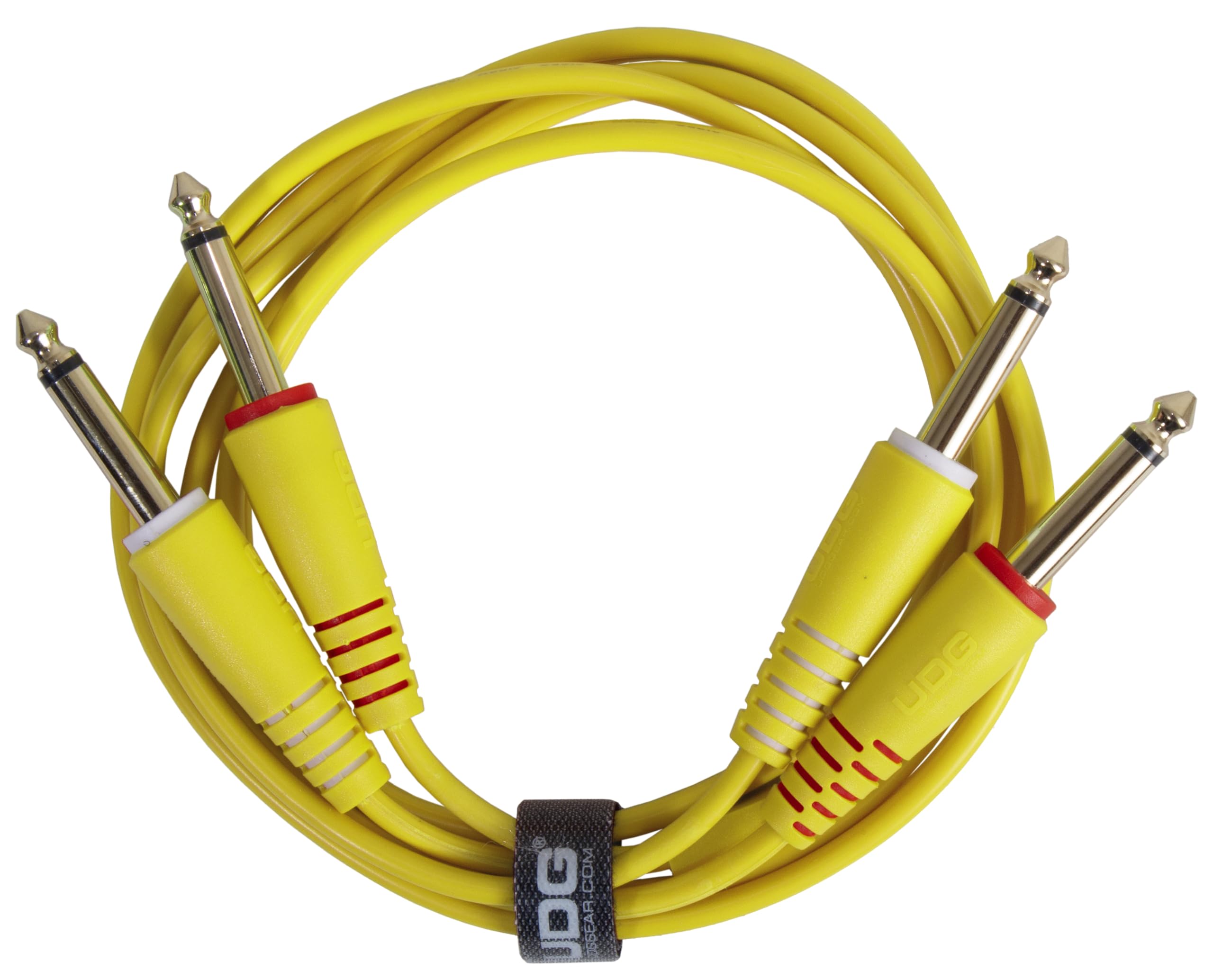 UDG Audio Cable Set 1/4'' Jack - 1/4'' Jack Yellow Straight 1.5m, Compatible with all Jack to Jack devices