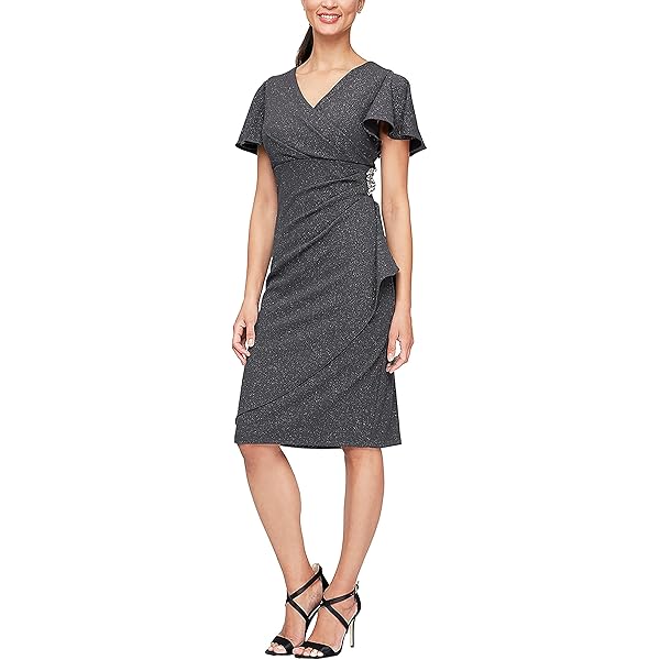 chinese dress ladies 32 DEGREES Dress Size M Ladies' Soft Lux Short Sleeve Black at Amazon Women's  Clothing store main image 1