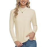 CUNYI Women's Turtle Neck Shirt Long Sleeve Thermal Tee Cotton Tops for Women