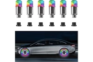 Kewucn 6 PCS LED Tire Valve Lights, Neon Spoke Flash Light Bulb Tire Valve Cap LED Wheel Lights, Waterproof Wheel Tyre Valve Cap Lamp for Bike Motorcycle Truck, Car Accessories (Colorful)