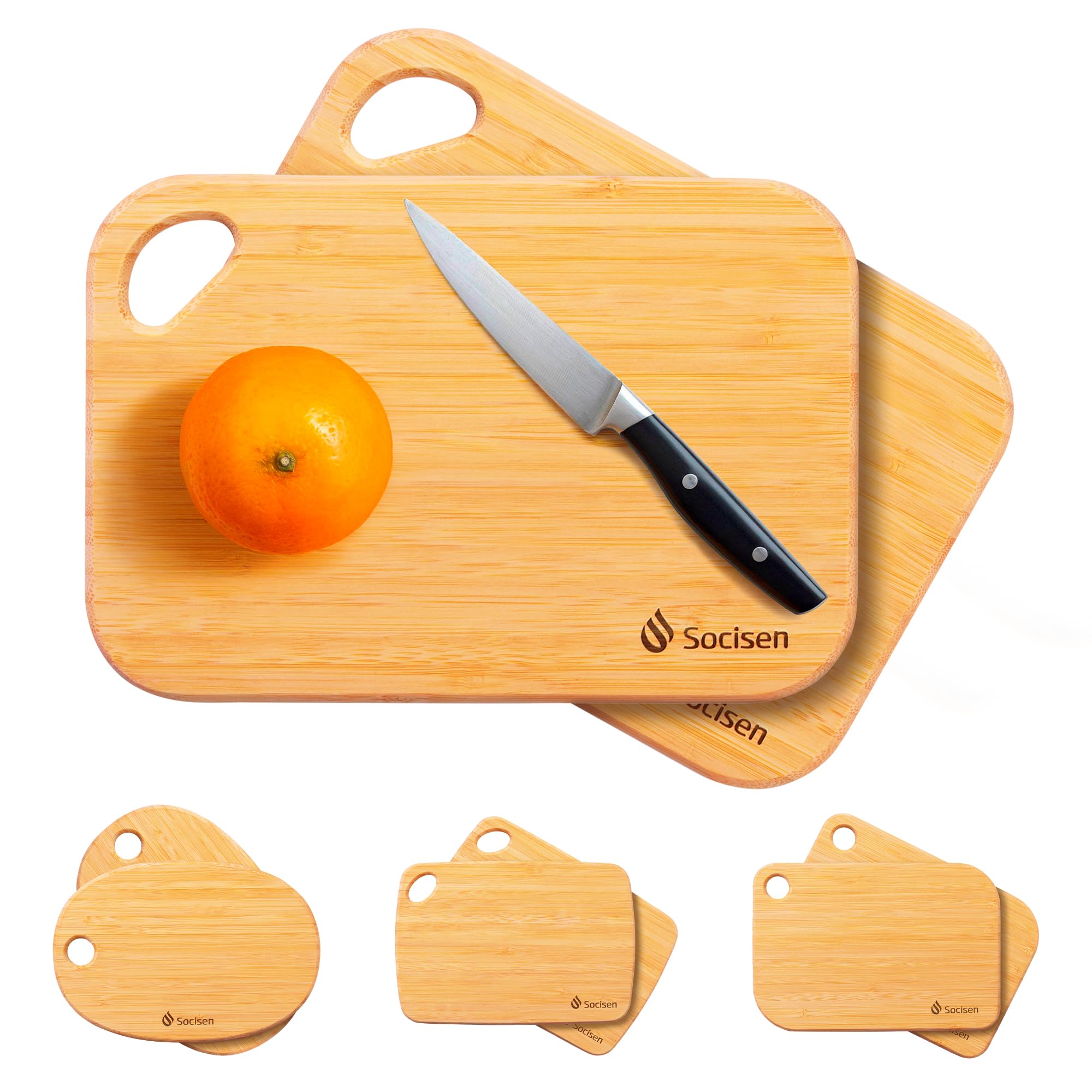 Photo 1 of 2 Packs Small Bamboo Wood Cutting Board for Kitchen Mini Wooden Charcuterie Boards Lightweight Chopping Board Non Toxic Handheld Serving Board Tiny Chef Set Camping Fruit Lemon Sandwich Cheese Board