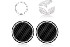 ZELLYA 4Pack Fit for Mazda 3 Axela 6 CX-4 CX-5 CX-9 Bling Interior Decoratiion Accessories,2Pcs Crystal Car Cup Holder Coasters, Bling Engine Start Stop Button Cover
