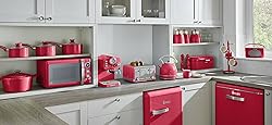 Swan ST19020RN Retro Toaster, 7.2"x11.5"x10.4", Red
