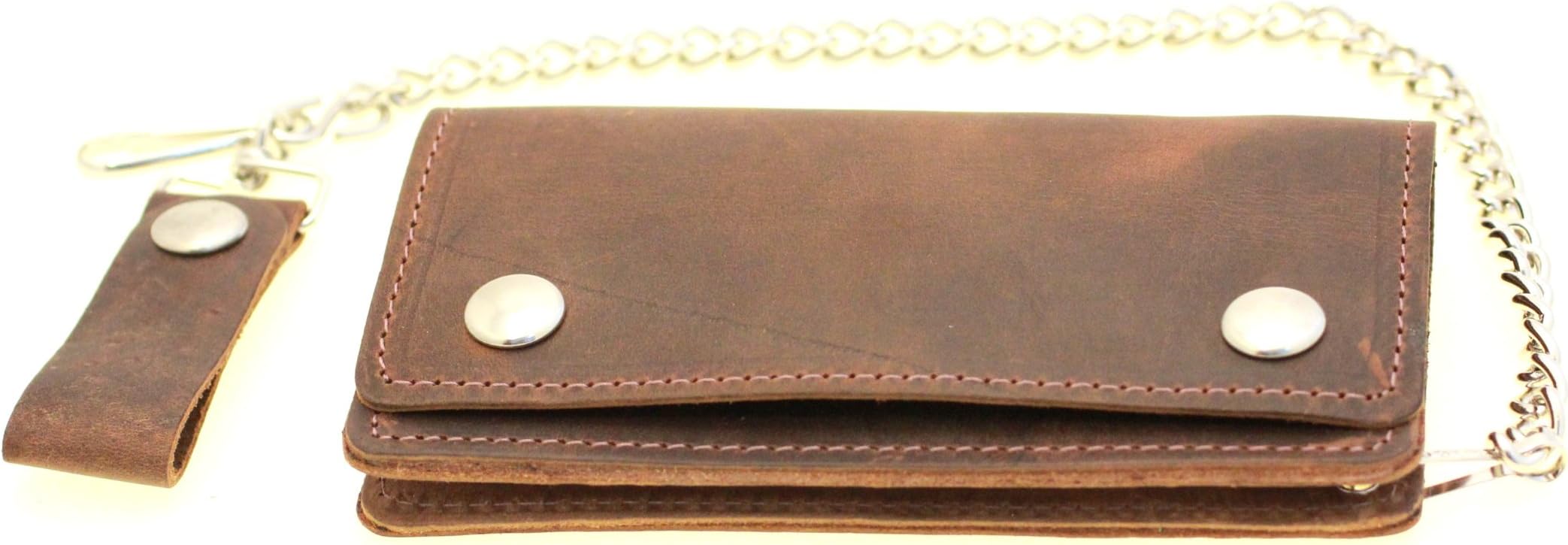 Men's 6? Biker Wallet With A Chain Rustic Pull-UpLeather Made In America