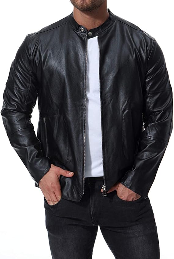 Amazon Wslcnメンズ レザージャケット コート トレンチコート センス 上品 高級 超かっこいい 人気 男子力 魅せる 多機能 防風 City Style 多国販売 ロング丈 大きサイズ立ち襟 防風 防寒 黒 リアルタッチ シンプル 無地 コート ジャケット 通販